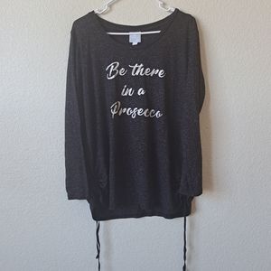 Sunday Womans Prosecco Wine Longsleeve Top Size XL